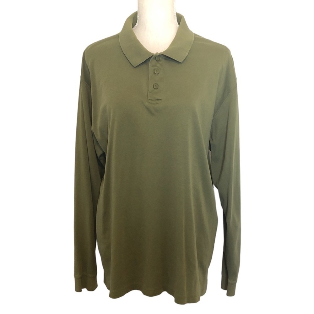 L.L. BEAN Polo Shirt Men's Size Large Green Traditional Fit Pima Cotton